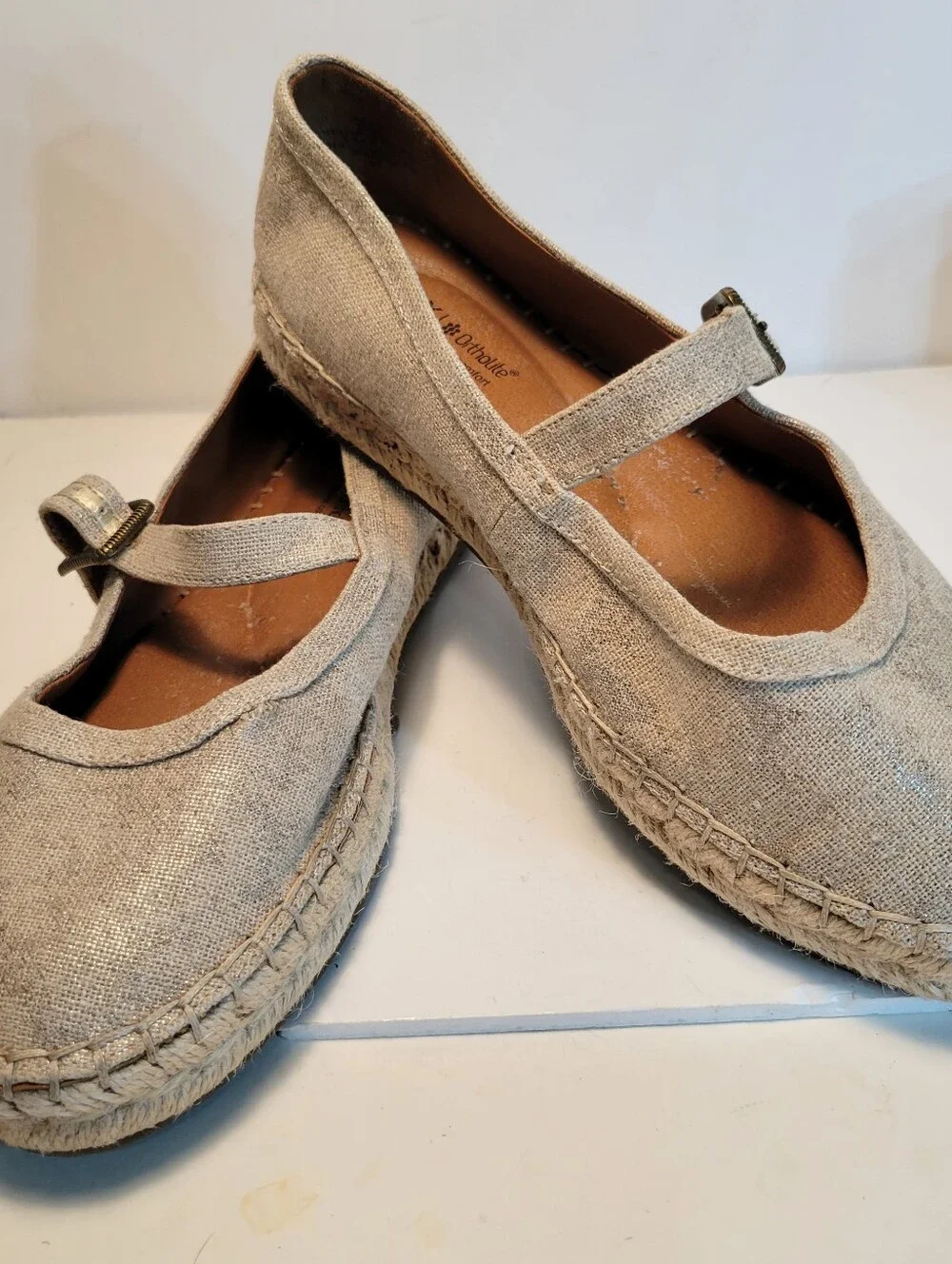 Lucky Brand Natural Linen Mary Jane Espadrilles Size 8